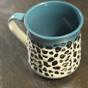 Leopard Print Ceramic Mug - Blue and Cream